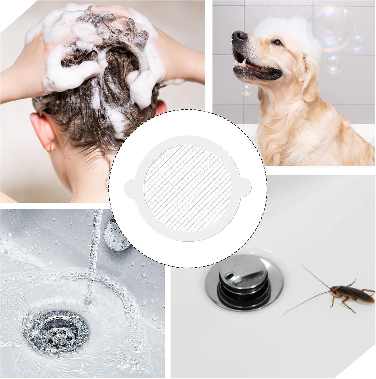 10Pack Shower Drain Cover,Bathroom Drain Sticker Disposable Hair Catcher Mesh Bathtub Strainer for Shower Bathtub and Bathroom Sink Drains to Prevent Clogged Drains