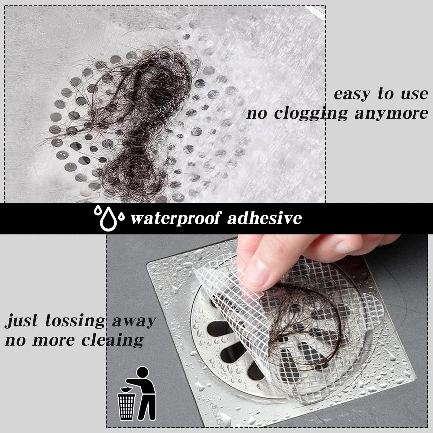 10Pack Shower Drain Cover,Bathroom Drain Sticker Disposable Hair Catcher Mesh Bathtub Strainer for Shower Bathtub and Bathroom Sink Drains to Prevent Clogged Drains