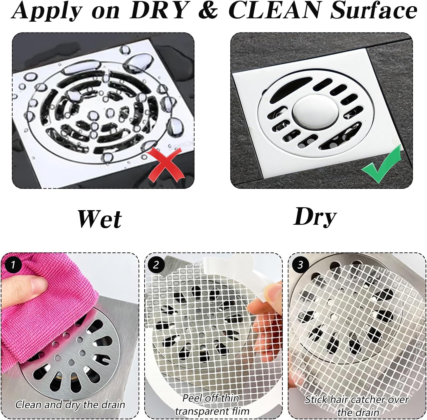 10Pack Shower Drain Cover,Bathroom Drain Sticker Disposable Hair Catcher Mesh Bathtub Strainer for Shower Bathtub and Bathroom Sink Drains to Prevent Clogged Drains