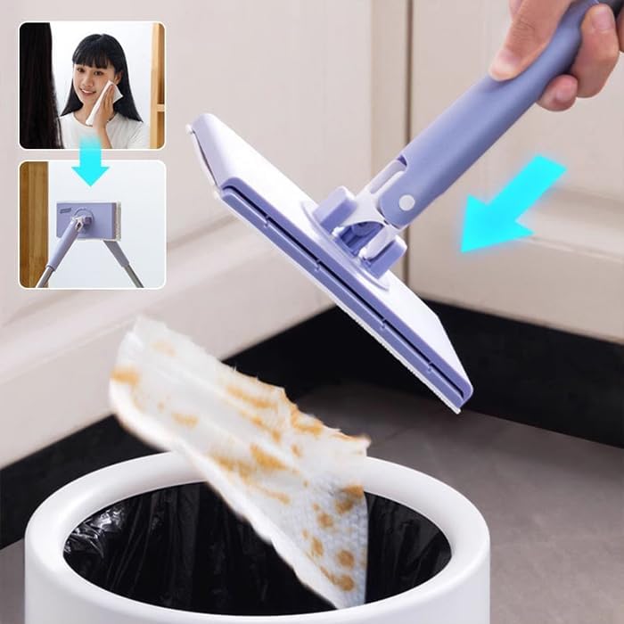 【Clearance Sale】 Automatic Cloth Clip mop, Bathroom mop, Household Cleaning Tablet, Small mop, Multifunctional face Towel mop, Dry and Wet Dual-Purpose(For Wipe Cloth to Search 1001580973)