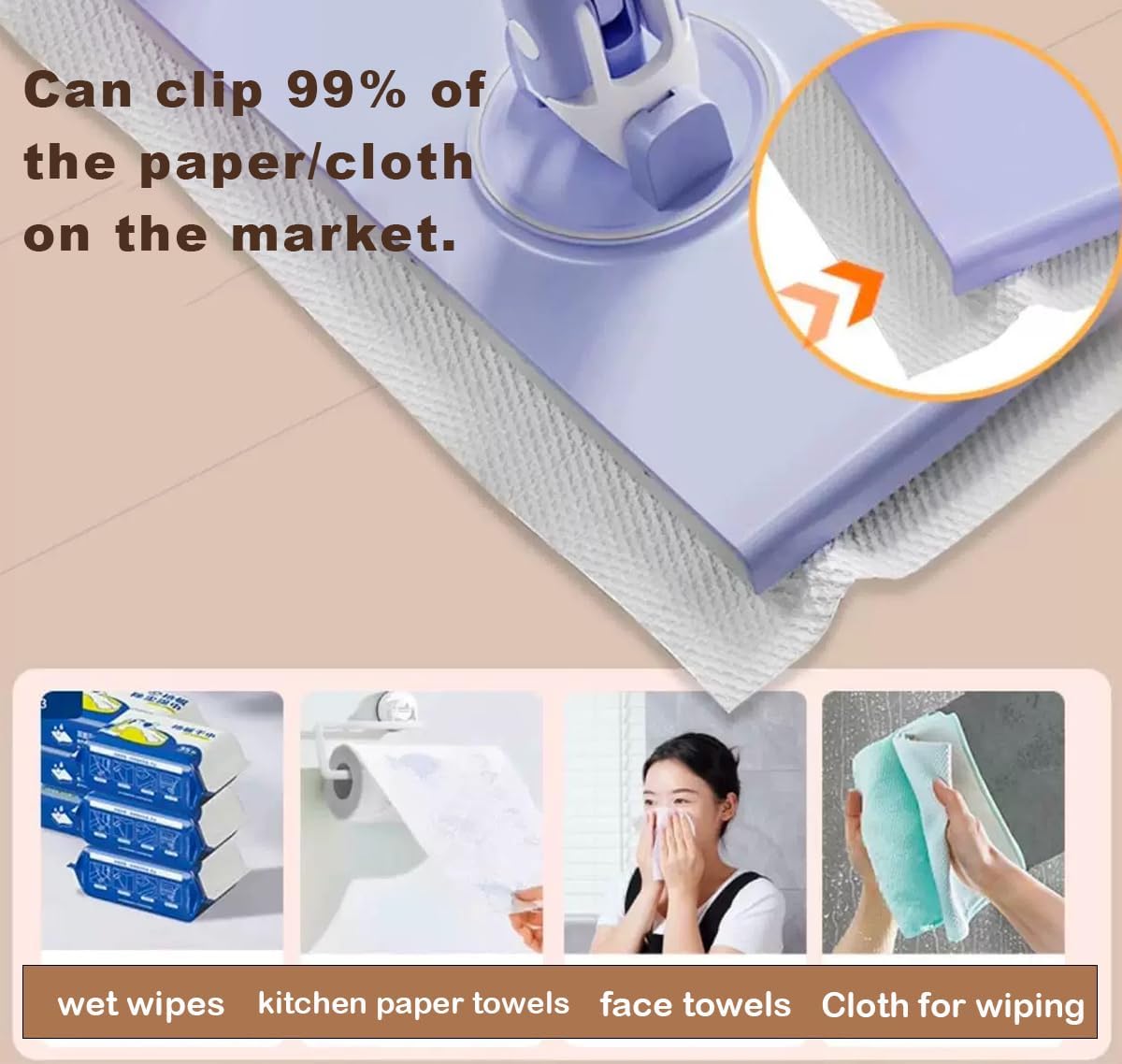 【Clearance Sale】 Automatic Cloth Clip mop, Bathroom mop, Household Cleaning Tablet, Small mop, Multifunctional face Towel mop, Dry and Wet Dual-Purpose(For Wipe Cloth to Search 1001580973)
