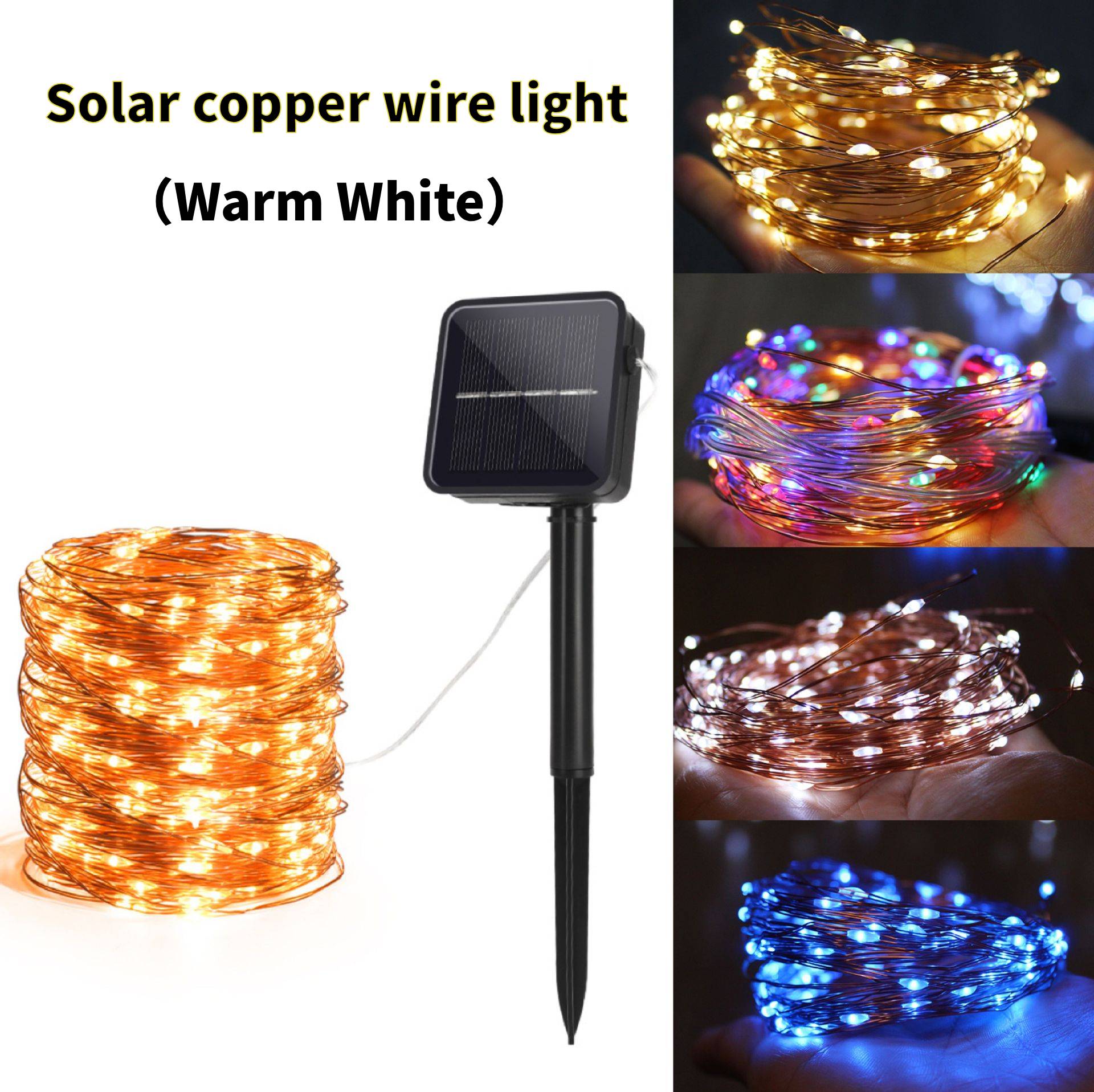 1 Pack Led Fairy Lights Solar energy Powered String Light s Waterproof Copper Wire 32 Feet 100 Led Firefly Starry Moon Lights for DIY Wedding Party Bedroom Patio Christmas (10m/32ft,Warm White)