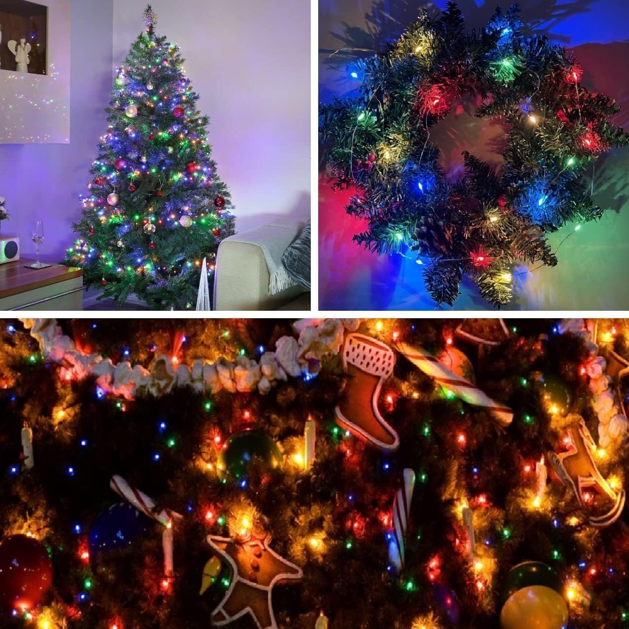 1 Pack Led Fairy Lights Solar energy Powered String Light s Waterproof Copper Wire 32 Feet 100 Led Firefly Starry Moon Lights for DIY Wedding Party Bedroom Patio Christmas (10m/32ft,Warm White)