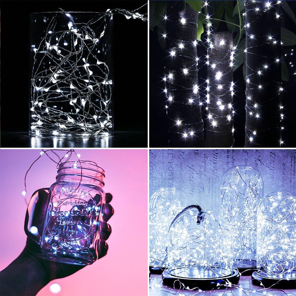 1 Pack Led Fairy Lights Solar energy Powered String Light s Waterproof Copper Wire 32 Feet 100 Led Firefly Starry Moon Lights for DIY Wedding Party Bedroom Patio Christmas (10m/32ft,Warm White)