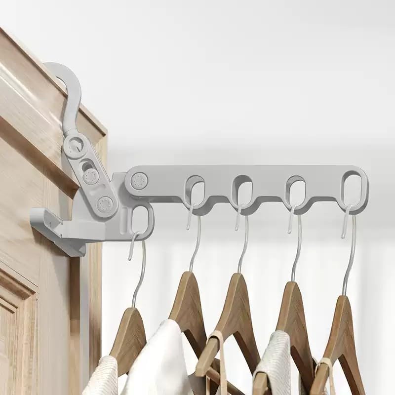 【Final Clearance】Foldable Clothes Hanger 5 Holes Folding Drying Rack Heavy-Duty Drying Rack 360 Degree Hook Portable Travel Hanger for Closet Organizer Cabinet Bathroom Drawer Hotel Dormitory