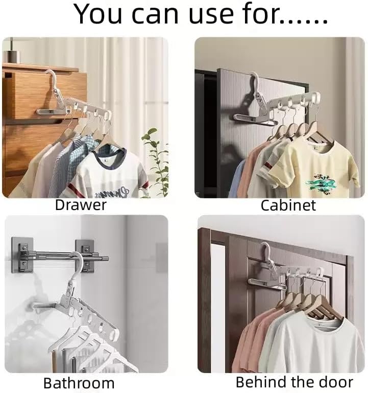 【Final Clearance】Foldable Clothes Hanger 5 Holes Folding Drying Rack Heavy-Duty Drying Rack 360 Degree Hook Portable Travel Hanger for Closet Organizer Cabinet Bathroom Drawer Hotel Dormitory