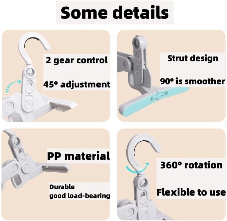 【Final Clearance】Foldable Clothes Hanger 5 Holes Folding Drying Rack Heavy-Duty Drying Rack 360 Degree Hook Portable Travel Hanger for Closet Organizer Cabinet Bathroom Drawer Hotel Dormitory