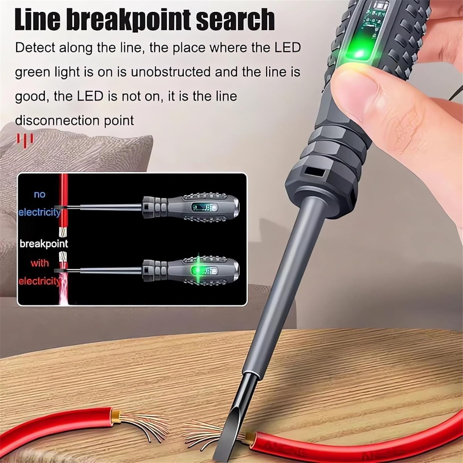 2-in-1 High Torque Strong Magnetic Screwdriver Electricity Detector Voltage Tester Pen Dual Light Color 12V-240V Non-Contact Voltage Detector Cross Flat Screwdriver for Ac/Dc Voltage (Flat Head)