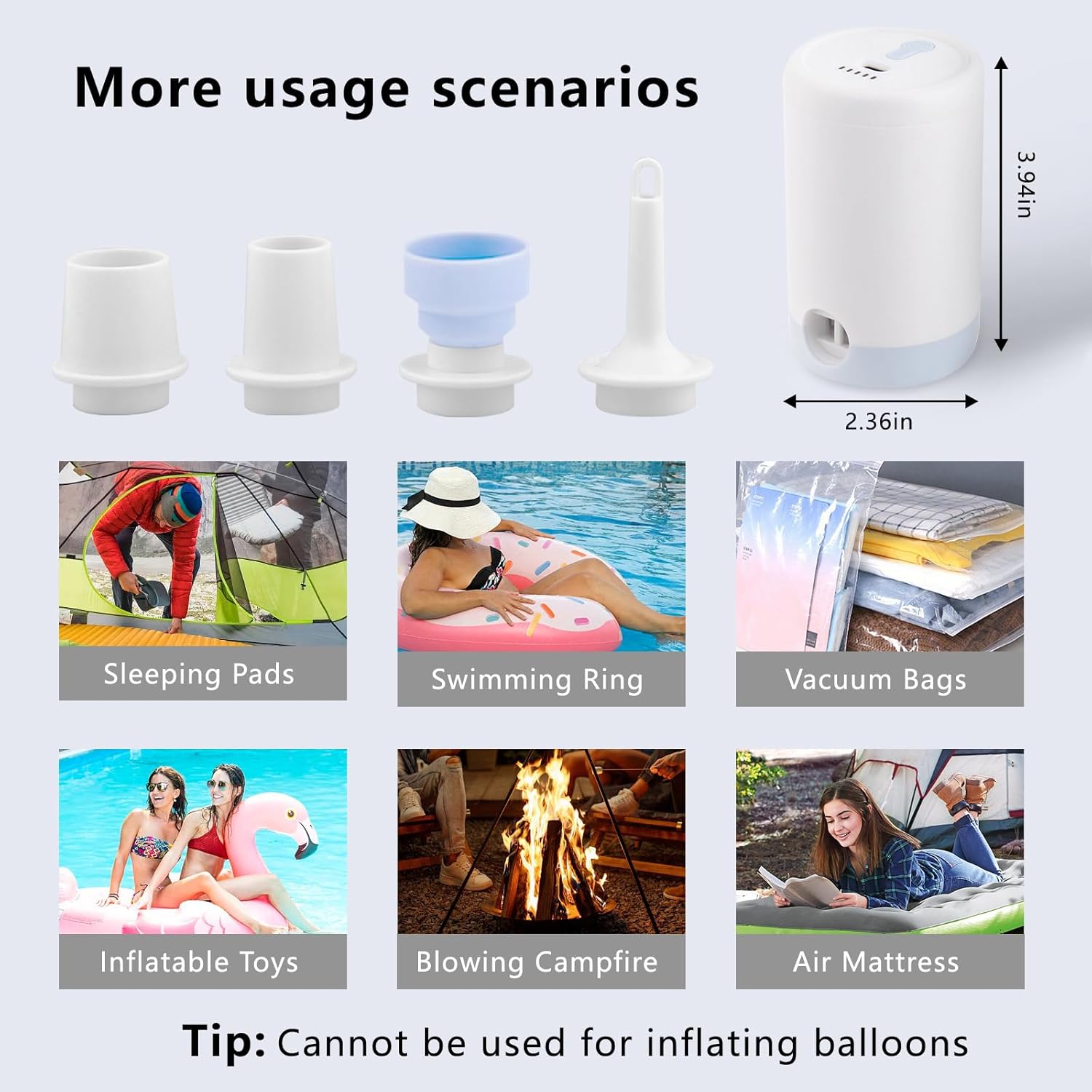 【Clearance Sale】Portable Cordless Air Mattress Pump to Inflate Deflate Pool Floats, Sleeping Pads, Swimming Ring, Vacuum Storage Bags(For Vacuum Bags to Search 1001578476 )