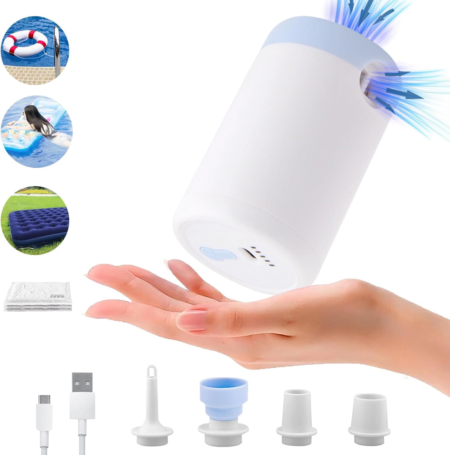 【Clearance Sale】Portable Cordless Air Mattress Pump to Inflate Deflate Pool Floats, Sleeping Pads, Swimming Ring, Vacuum Storage Bags(For Vacuum Bags to Search 1001578476 )