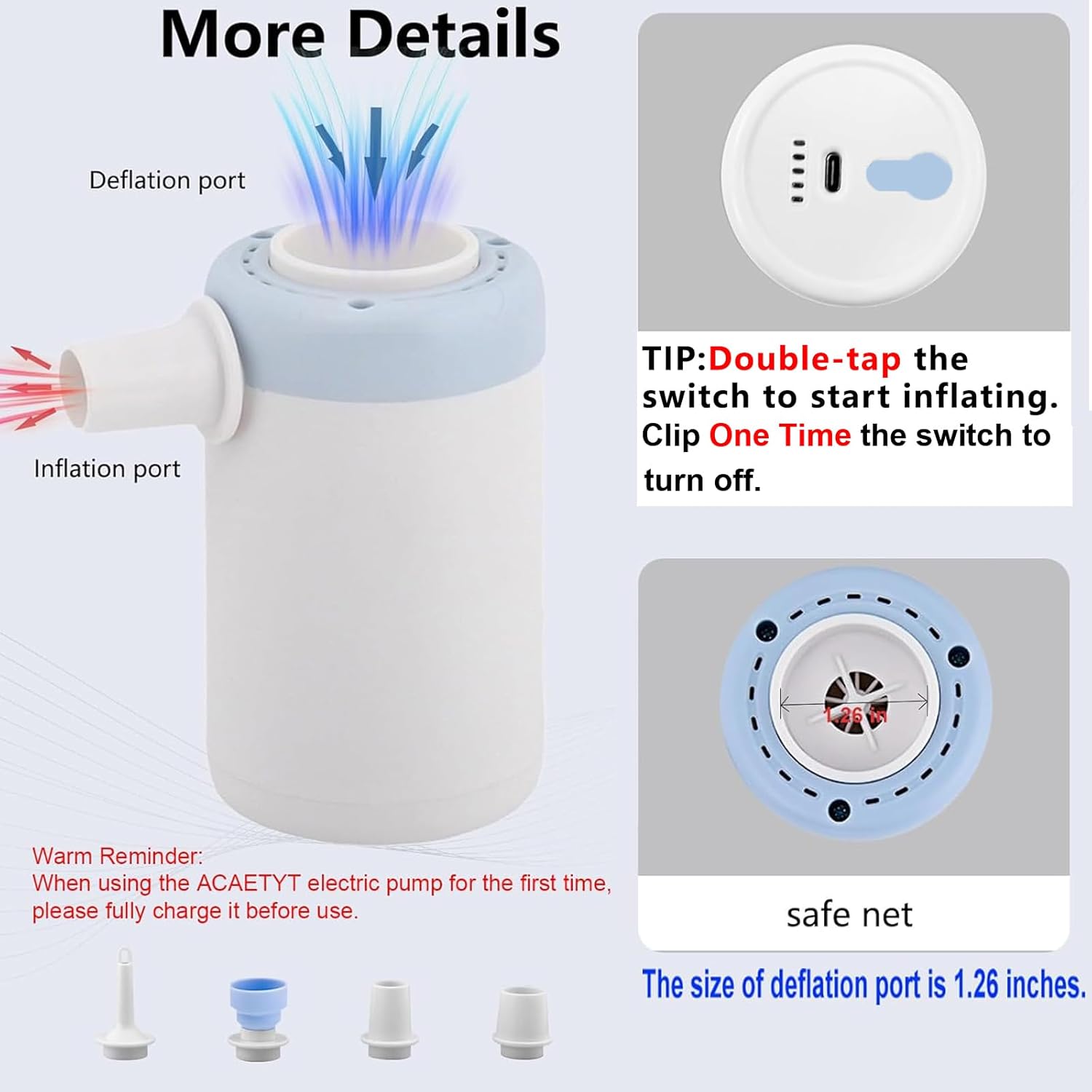 【Clearance Sale】Portable Cordless Air Mattress Pump to Inflate Deflate Pool Floats, Sleeping Pads, Swimming Ring, Vacuum Storage Bags(For Vacuum Bags to Search 1001578476 )