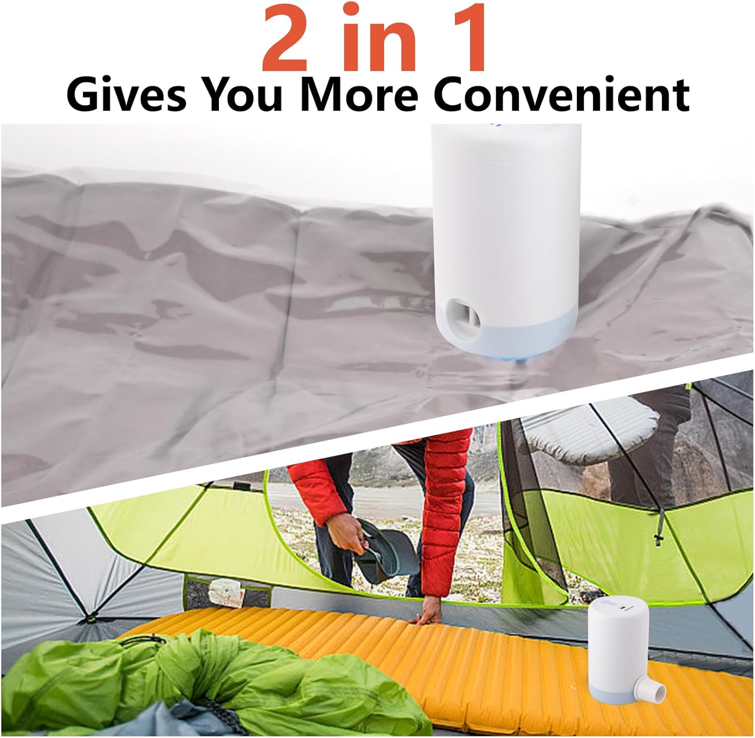 【Clearance Sale】Portable Cordless Air Mattress Pump to Inflate Deflate Pool Floats, Sleeping Pads, Swimming Ring, Vacuum Storage Bags(For Vacuum Bags to Search 1001578476 )