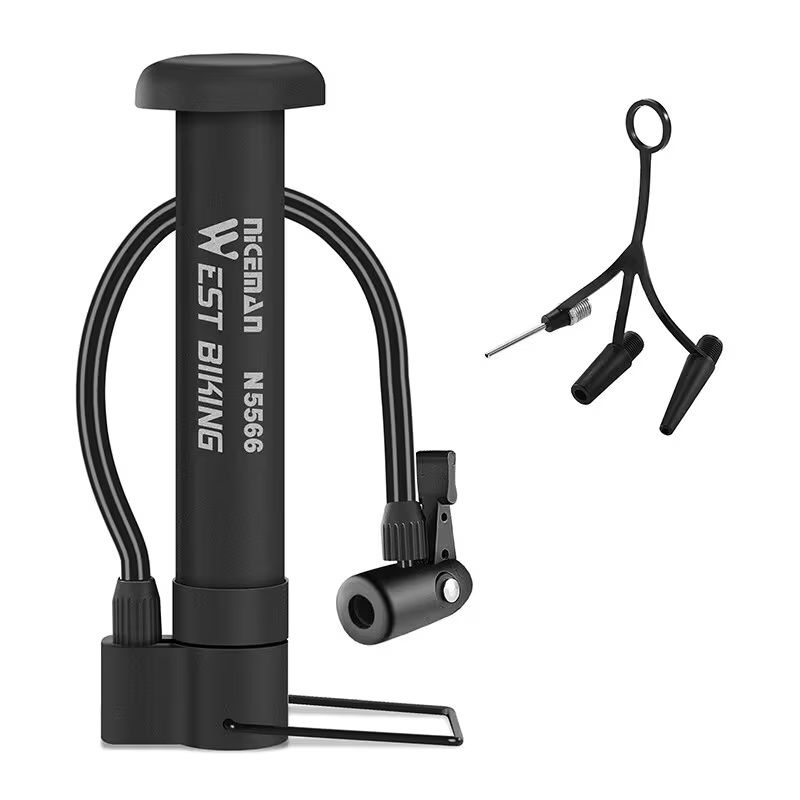 WEST BIKING Manual Portable Hand Pump - Heavy-Duty Bike & Motorcycle Tire Inflator, 80PSI High- Ball Pump Suitable for, Scooters, Ball Pumps - Compact (Ideal for Travel)