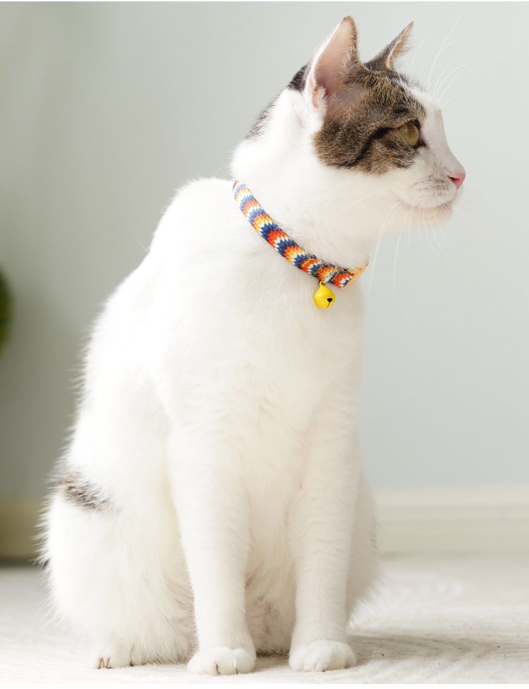 【Final Clearance】Cute Cat Collar for Girl Boy,Colorful Breakaway Cat Collars with Bell，Adjustable Printed Nylon with Safety Buckles Kitten Collar