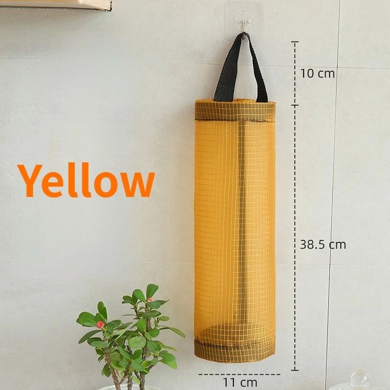 Kitchen Hanging Mesh Bag Organizer for Grocery and Garbage Bags - Space-Saving Storage with Durable Mesh