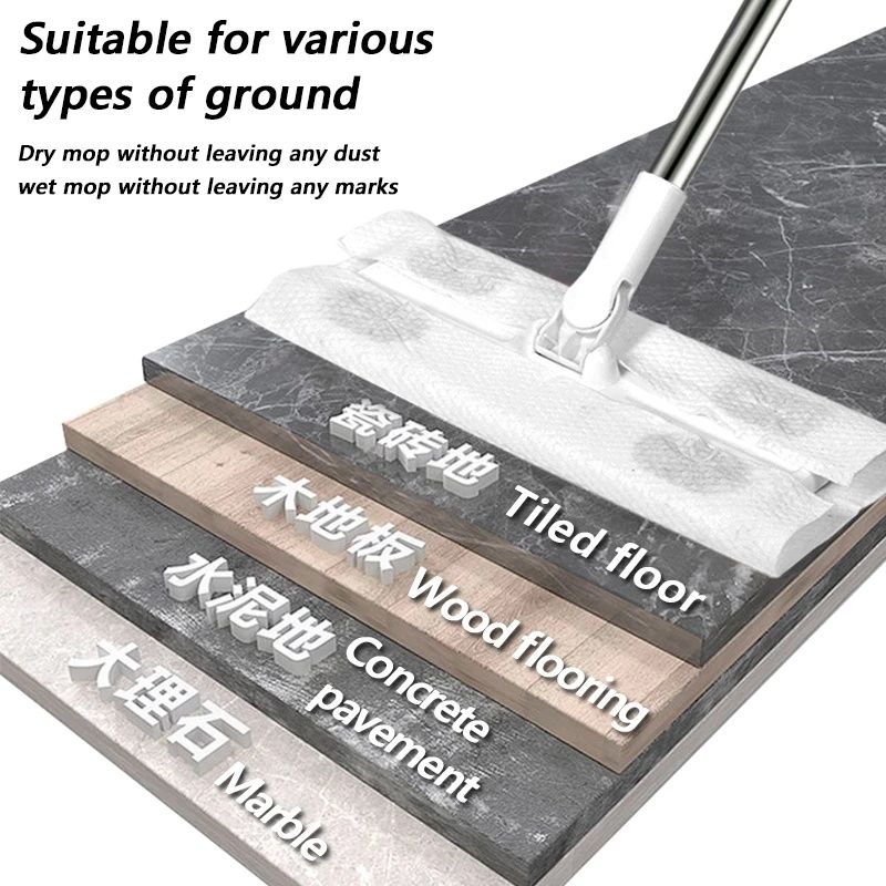 【Clearance Sale】360° Spin Dry/Wet Static Duster Paper Flat Dust Mop Super Wet Mop Wiping Cloth Floor Mop(Only Mop,for Dry/Wet Wipes to Search 1001580973)