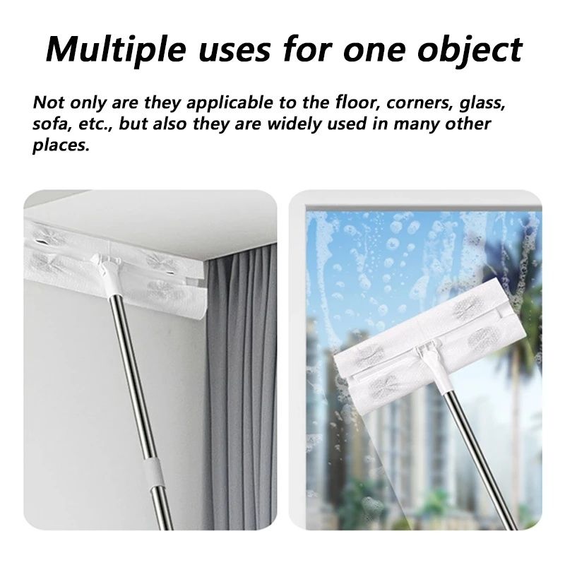 【Clearance Sale】360° Spin Dry/Wet Static Duster Paper Flat Dust Mop Super Wet Mop Wiping Cloth Floor Mop(Only Mop,for Dry/Wet Wipes to Search 1001580973)