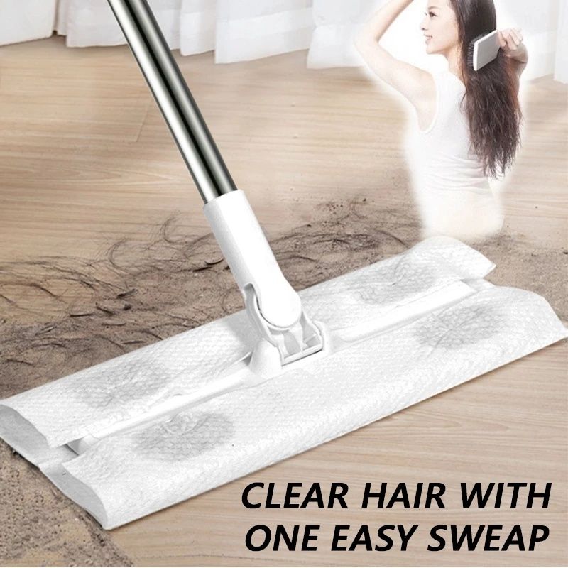 【Clearance Sale】360° Spin Dry/Wet Static Duster Paper Flat Dust Mop Super Wet Mop Wiping Cloth Floor Mop(Only Mop,for Dry/Wet Wipes to Search 1001580973)