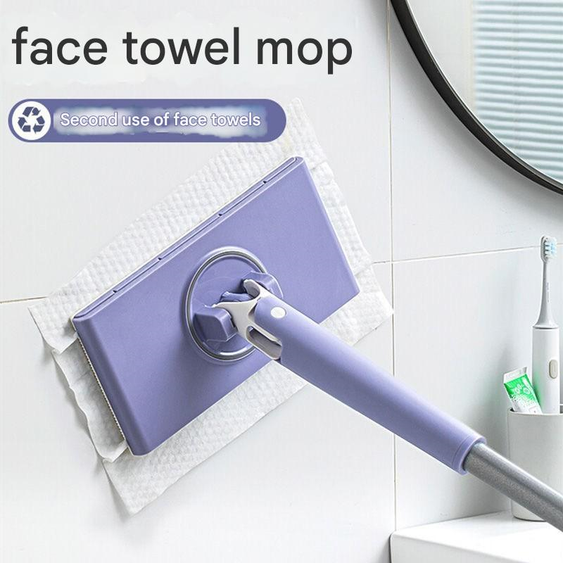 【Clearance Sale】 Automatic Cloth Clip mop, Bathroom mop, Household Cleaning Tablet, Small mop, Multifunctional face Towel mop, Dry and Wet Dual-Purpose(For Wipe Cloth to Search 1001580973)