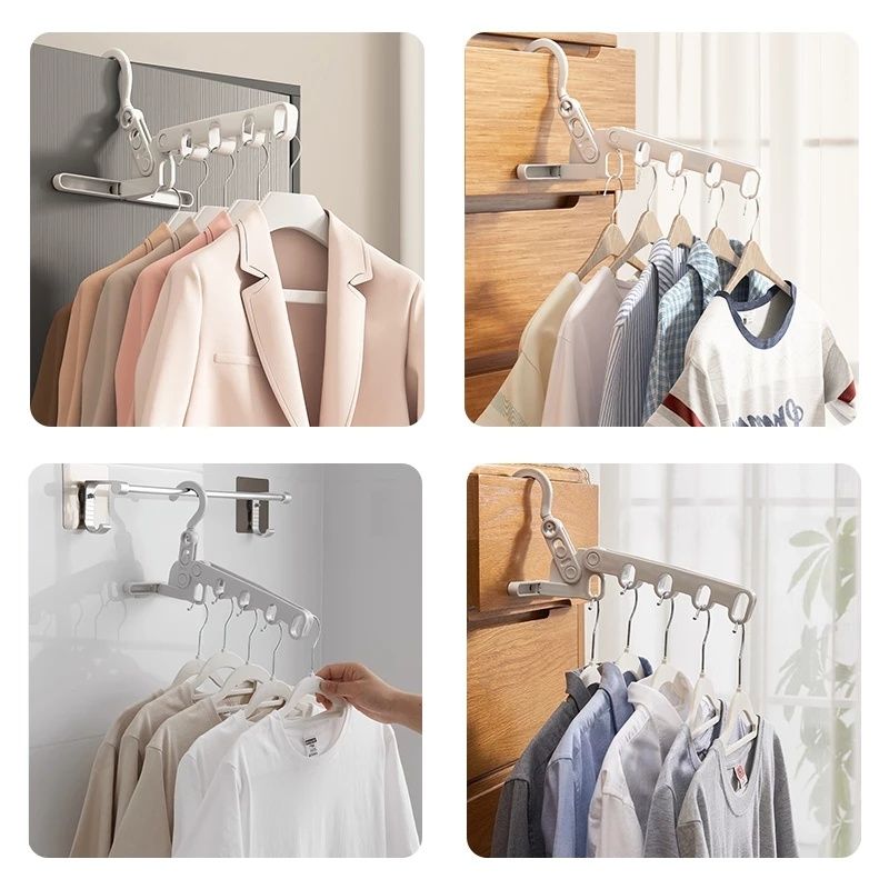【Final Clearance】Foldable Clothes Hanger 5 Holes Folding Drying Rack Heavy-Duty Drying Rack 360 Degree Hook Portable Travel Hanger for Closet Organizer Cabinet Bathroom Drawer Hotel Dormitory