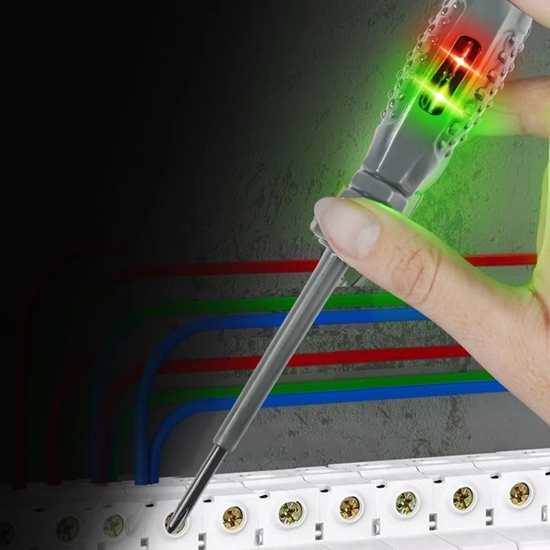 2-in-1 High Torque Strong Magnetic Screwdriver Electricity Detector Voltage Tester Pen Dual Light Color 12V-240V Non-Contact Voltage Detector Cross Flat Screwdriver for Ac/Dc Voltage (Flat Head)