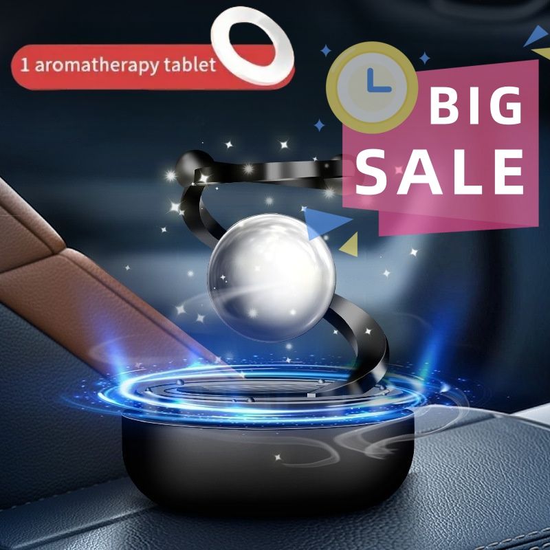 【Clearance Sale】Solar Rotating Car Diffuser - Double Ring Solar Energy Aromatherapy Air Purifier with Dashboard Ornaments