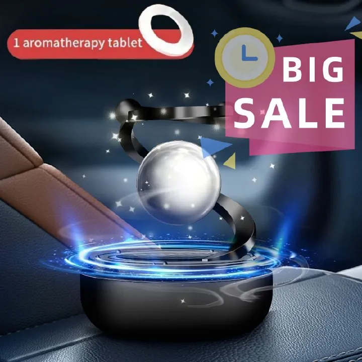 【Clearance Sale】Solar Rotating Car Diffuser - Double Ring Solar Energy Aromatherapy Air Purifier with Dashboard Ornaments