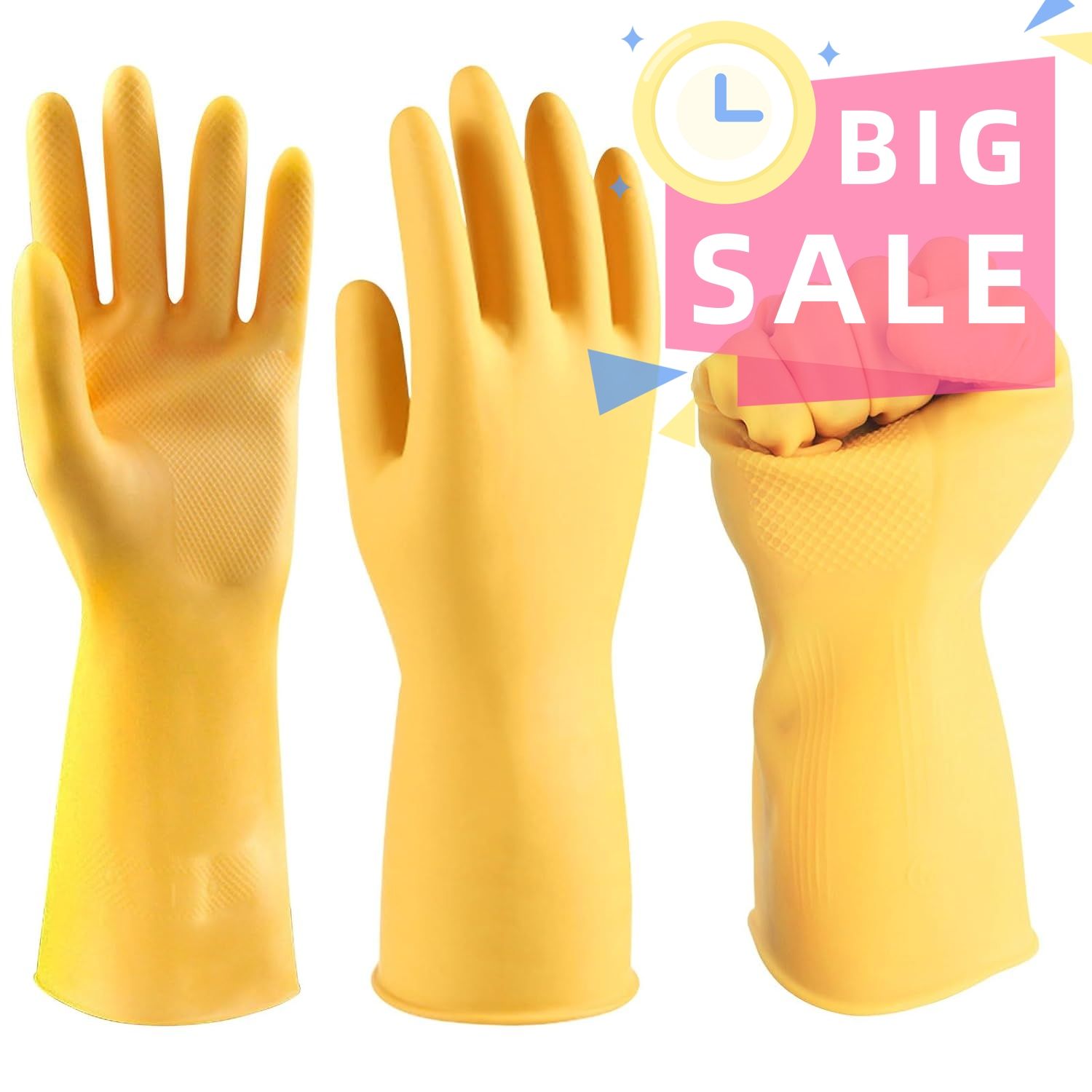 【Clearance Sale】Thicken Rubber Gloves, Bouncy, Reusable Cleaning Gloves, Without Pungent Smell, Non-Slip Gloves for Kitchen and Household,1 Pair