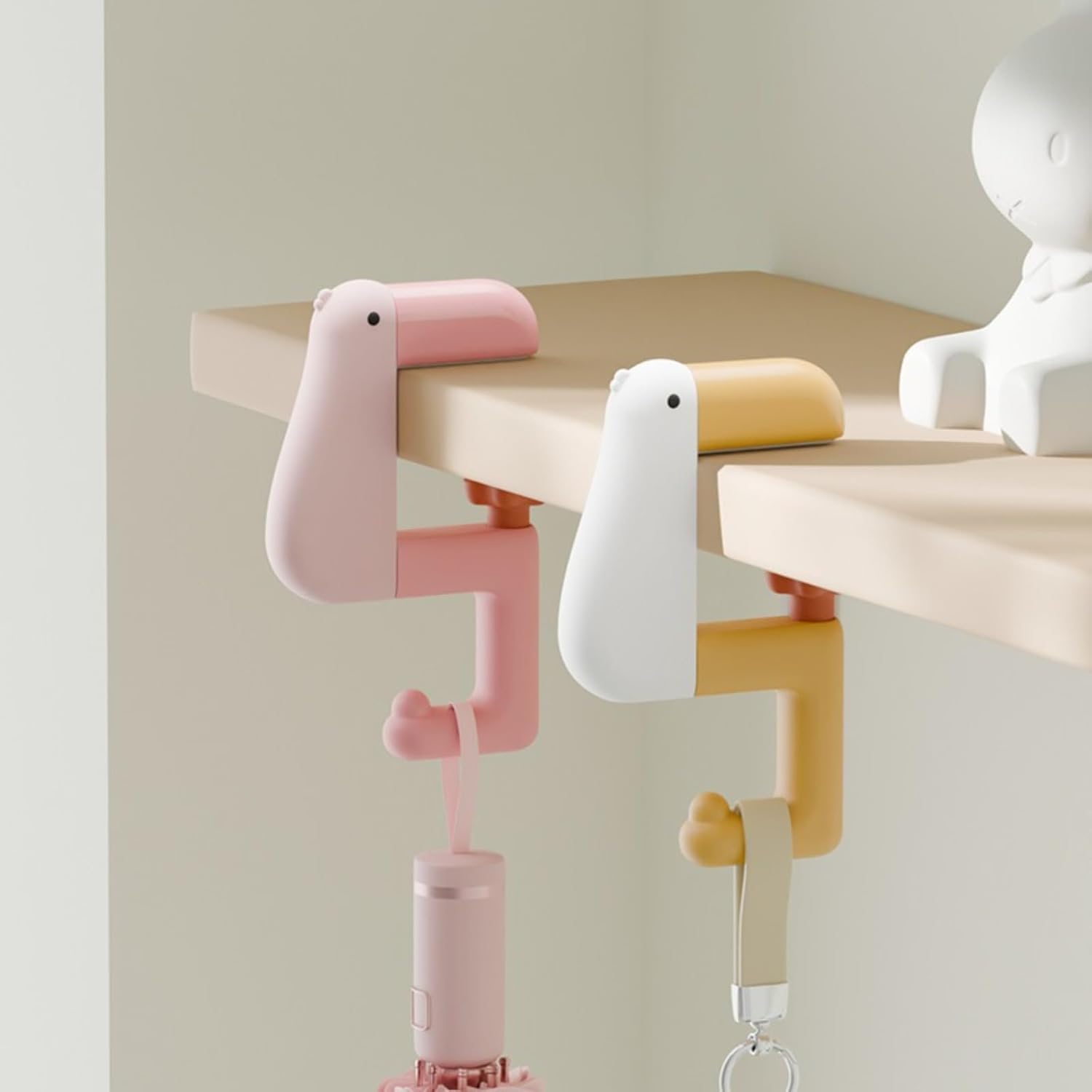 【Clearance Sale】Portable Duck Shaped Detachable Non-Slip Folding Table Hook – No-Drill Purse Hanger & Bag Clamp for School/Office Desk Storage & Organization