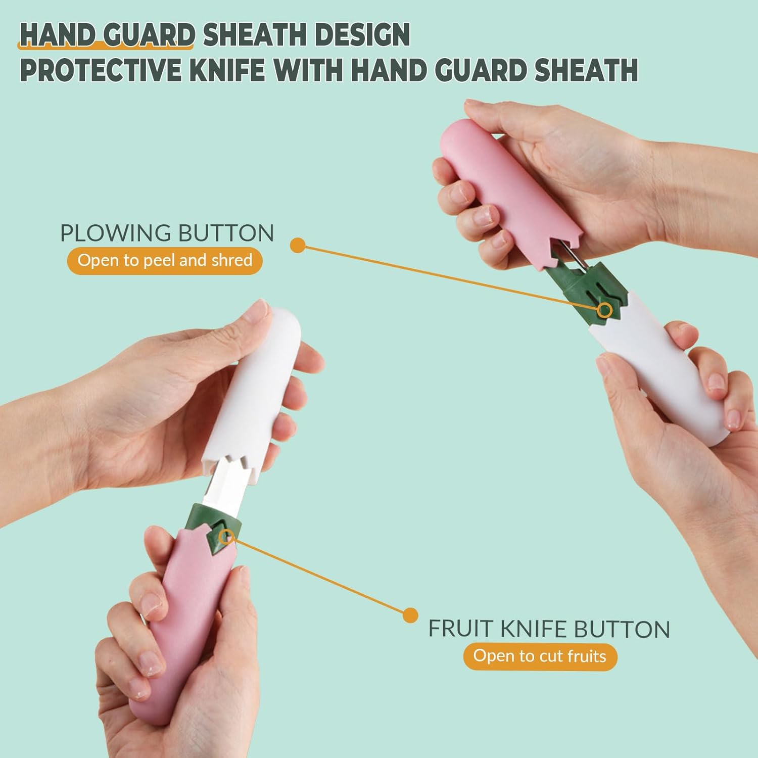 【Clearance Sale】2 in 1 Paring Peeler Knife Multifunctional Stainless Steel Peeler,Creative Fruit and Vegetable Dual-Use Peeler Knife, Outdoor Portable Safety Cover Peeling Fruit Peeler