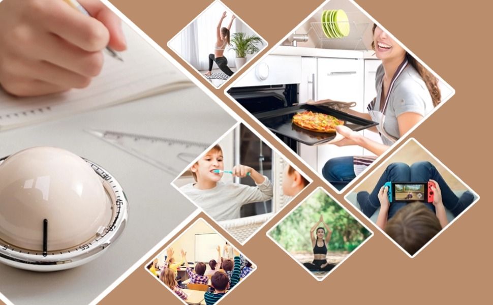 Mechanical Kitchen Timer, Magnetic Fridge Timer, Countdown Timer, Beige Planet Shape, 60 Minute Kitchen Timer, Alarm Clock for Cooking, Fitness, Baking, Baking, Classroom