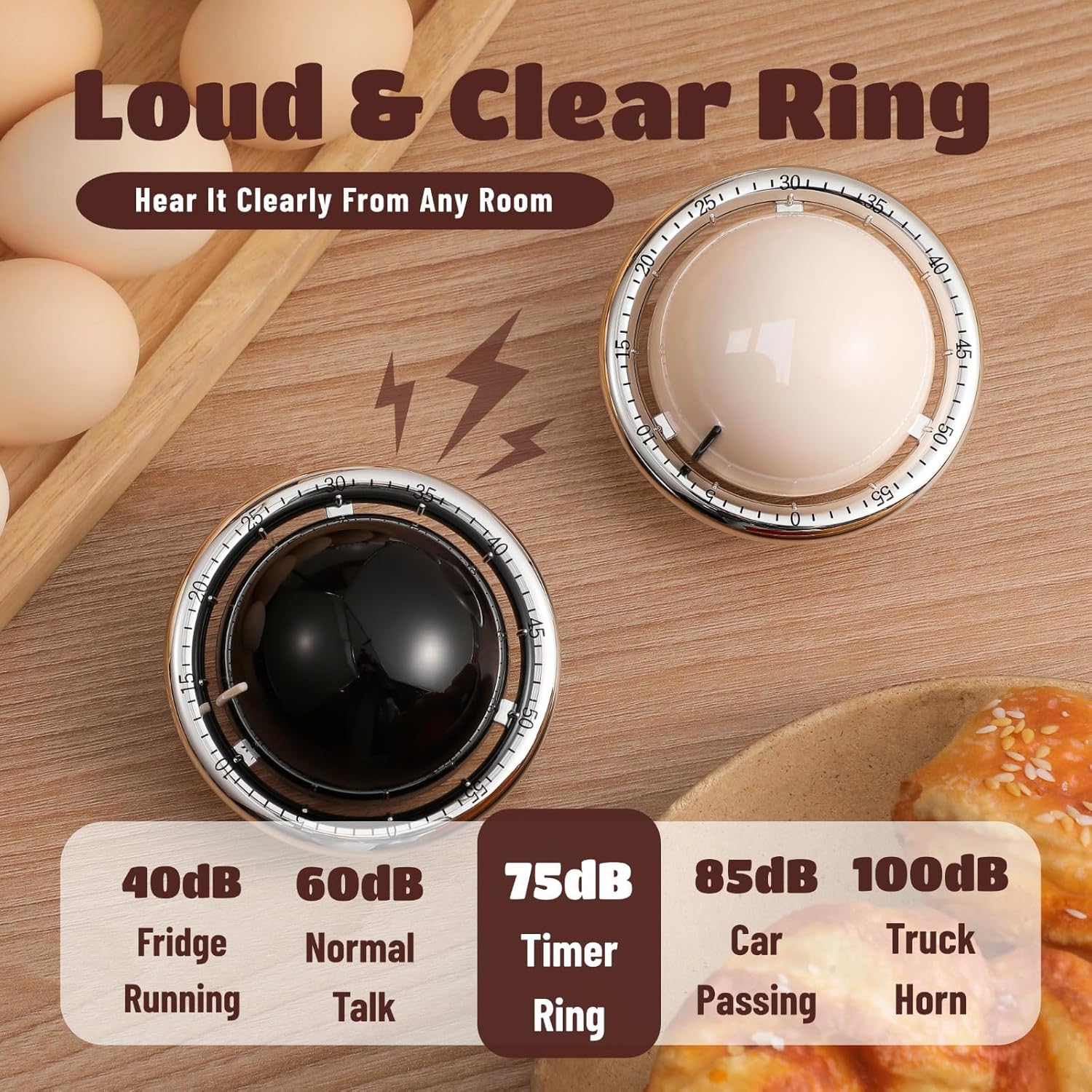 Mechanical Kitchen Timer, Magnetic Fridge Timer, Countdown Timer, Beige Planet Shape, 60 Minute Kitchen Timer, Alarm Clock for Cooking, Fitness, Baking, Baking, Classroom