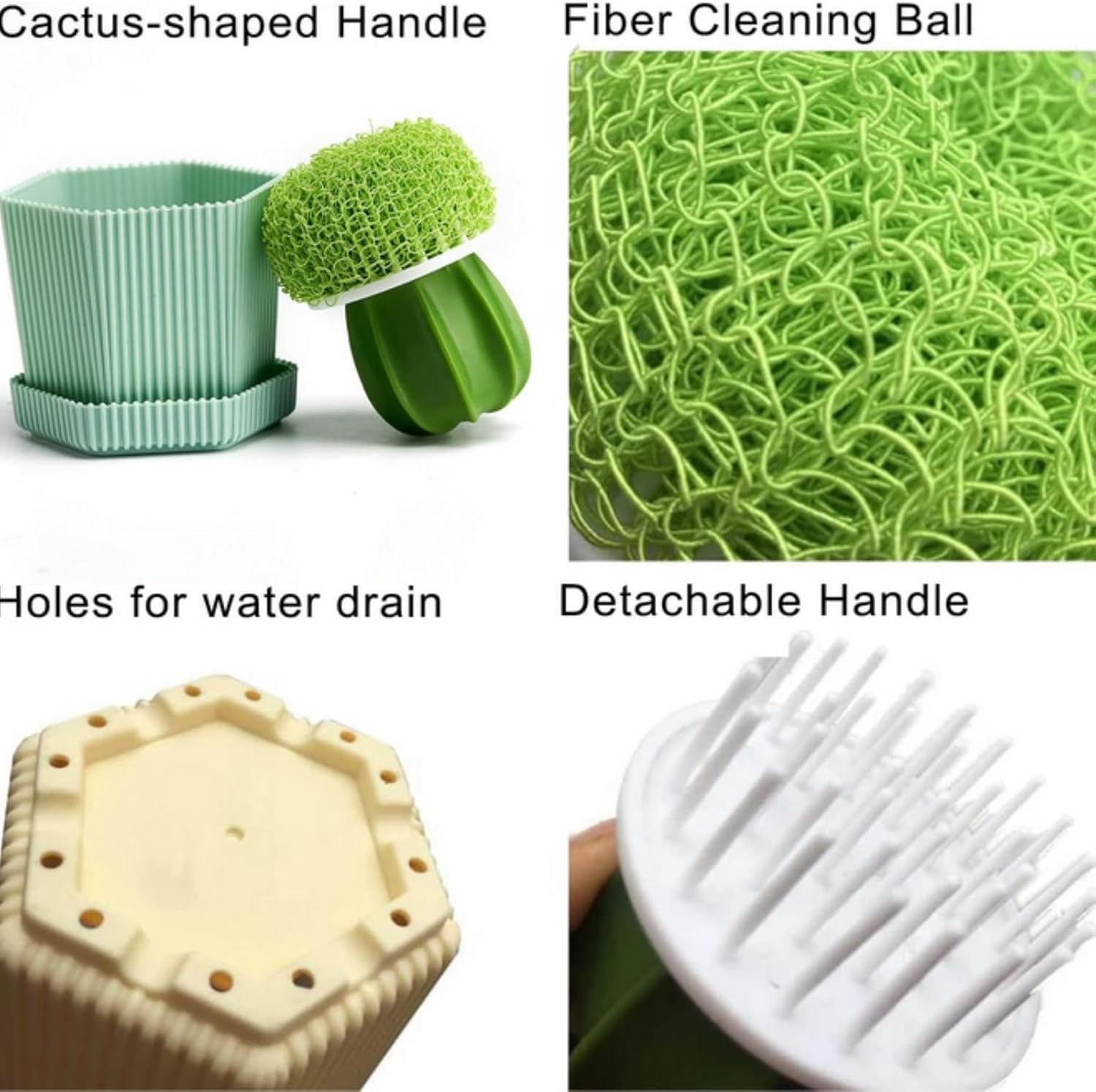 【Clearance Sale】Dish Scrub Brush, Ergonomic Grip Brush Dish Scrubber with Flowerpot Shape Draining Holder, Kitchen Cleaning Scrub Brushes for Scrubbing and Washing Dishes