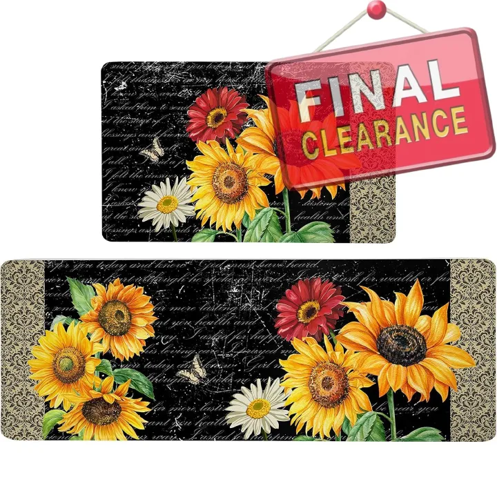 【Clearance Sale】2 Pieces Kitchen Rug Set Anti-fatigue Kitchen Mat Dirt Resistant Backing Mat Throw Rug for Kitchen Doormat Runner Rug Set Floor Carpet Household Carpet Home Decor