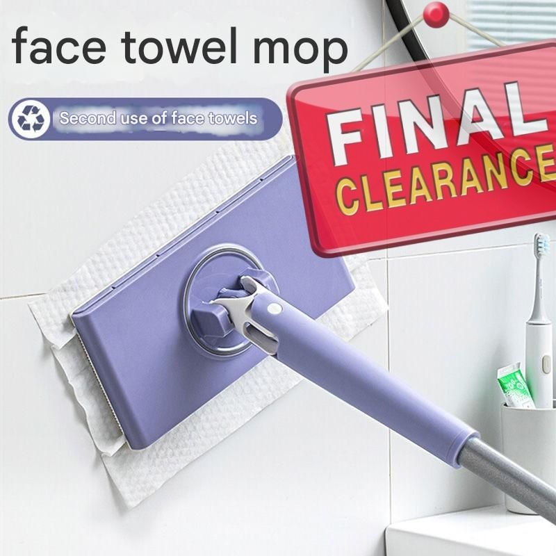 【Clearance Sale】 Automatic Cloth Clip mop, Bathroom mop, Household Cleaning Tablet, Small mop, Multifunctional face Towel mop, Dry and Wet Dual-Purpose(For Wipe Cloth to Search 1001580973)
