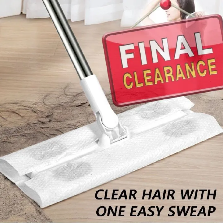 【Clearance Sale】360° Spin Dry/Wet Static Duster Paper Flat Dust Mop Super Wet Mop Wiping Cloth Floor Mop(Only Mop,for Dry/Wet Wipes to Search 1001580973)
