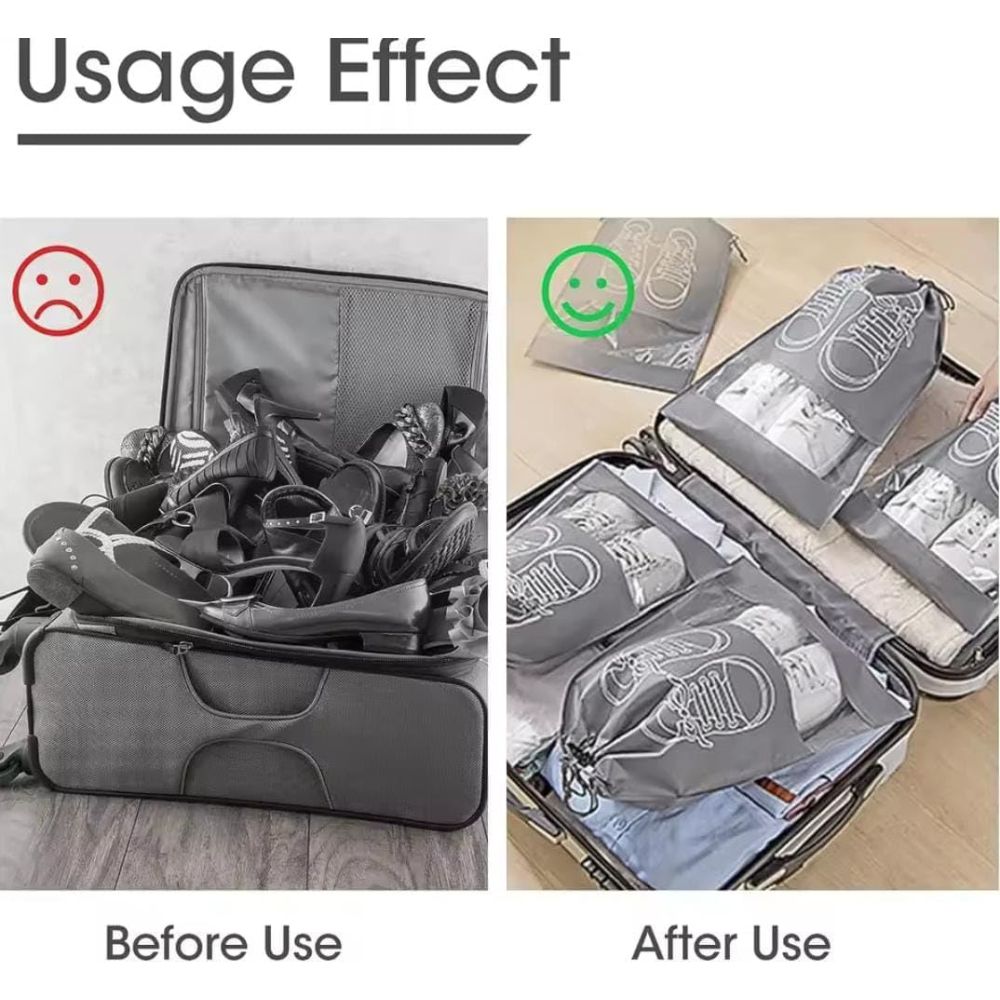 【Clearance Sale】Shoe Bags for Travel – 10 Pack Waterproof Drawstring Shoe Organizer with Clear Window – Dustproof, Reusable Storage Pouches for Men & Women – Black or Grey