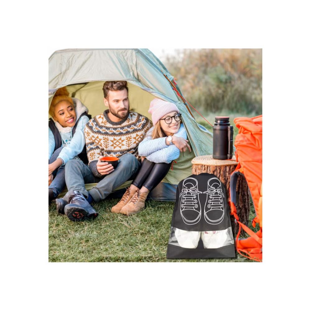 【Clearance Sale】Shoe Bags for Travel – 10 Pack Waterproof Drawstring Shoe Organizer with Clear Window – Dustproof, Reusable Storage Pouches for Men & Women – Black or Grey