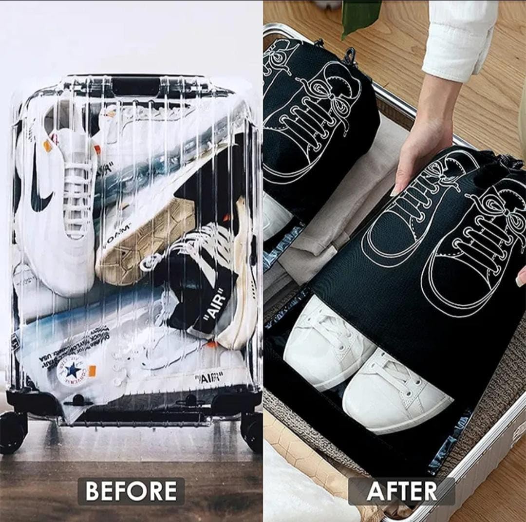 【Clearance Sale】Shoe Bags for Travel – 10 Pack Waterproof Drawstring Shoe Organizer with Clear Window – Dustproof, Reusable Storage Pouches for Men & Women – Black or Grey