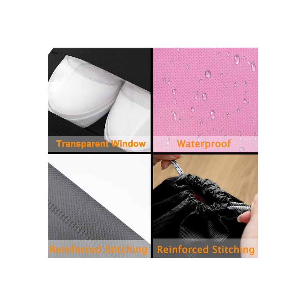 【Clearance Sale】Shoe Bags for Travel – 10 Pack Waterproof Drawstring Shoe Organizer with Clear Window – Dustproof, Reusable Storage Pouches for Men & Women – Black or Grey
