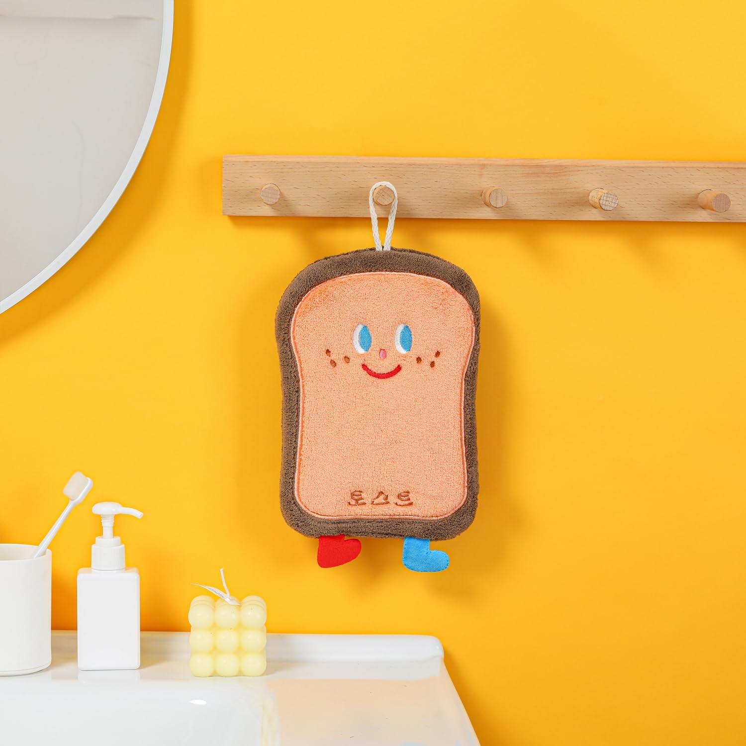 【Clearance Sale】Cute Baking Hand Towels, Bathroom Towels with Hanging Loop, Children Hand Towel Dessert, Microfiber Coral Fleece Absorbent Hand Towel for Kitchen Bedroom