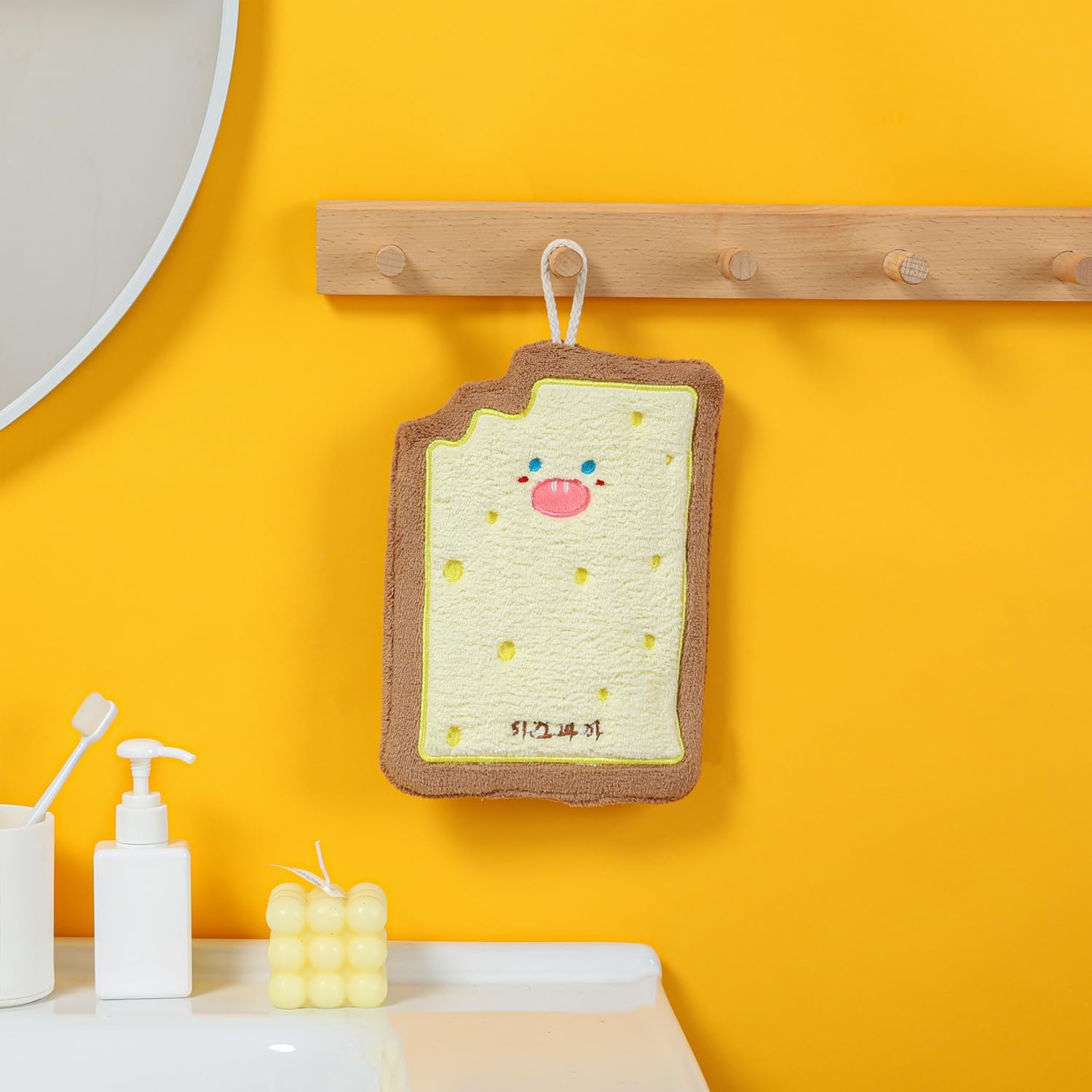 【Clearance Sale】Cute Baking Hand Towels, Bathroom Towels with Hanging Loop, Children Hand Towel Dessert, Microfiber Coral Fleece Absorbent Hand Towel for Kitchen Bedroom