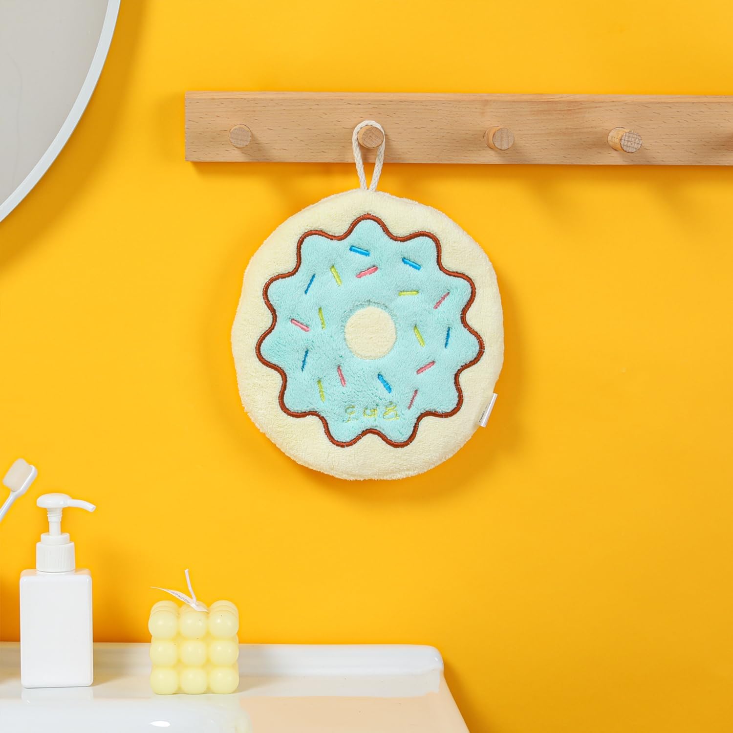 【Clearance Sale】Cute Baking Hand Towels, Bathroom Towels with Hanging Loop, Children Hand Towel Dessert, Microfiber Coral Fleece Absorbent Hand Towel for Kitchen Bedroom