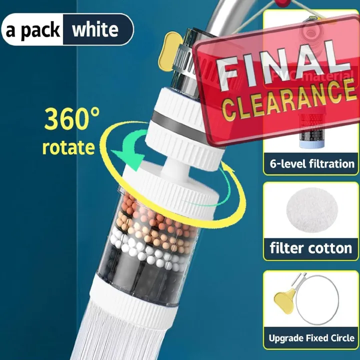 【Clearance Sale】Water Filter for Sink, Visible Filtering Effect 6-fold Filtration, 360° Rotating Faucet Water Filter,Kitchen Bathroom Universal Detachable for Cleaning and Reuse