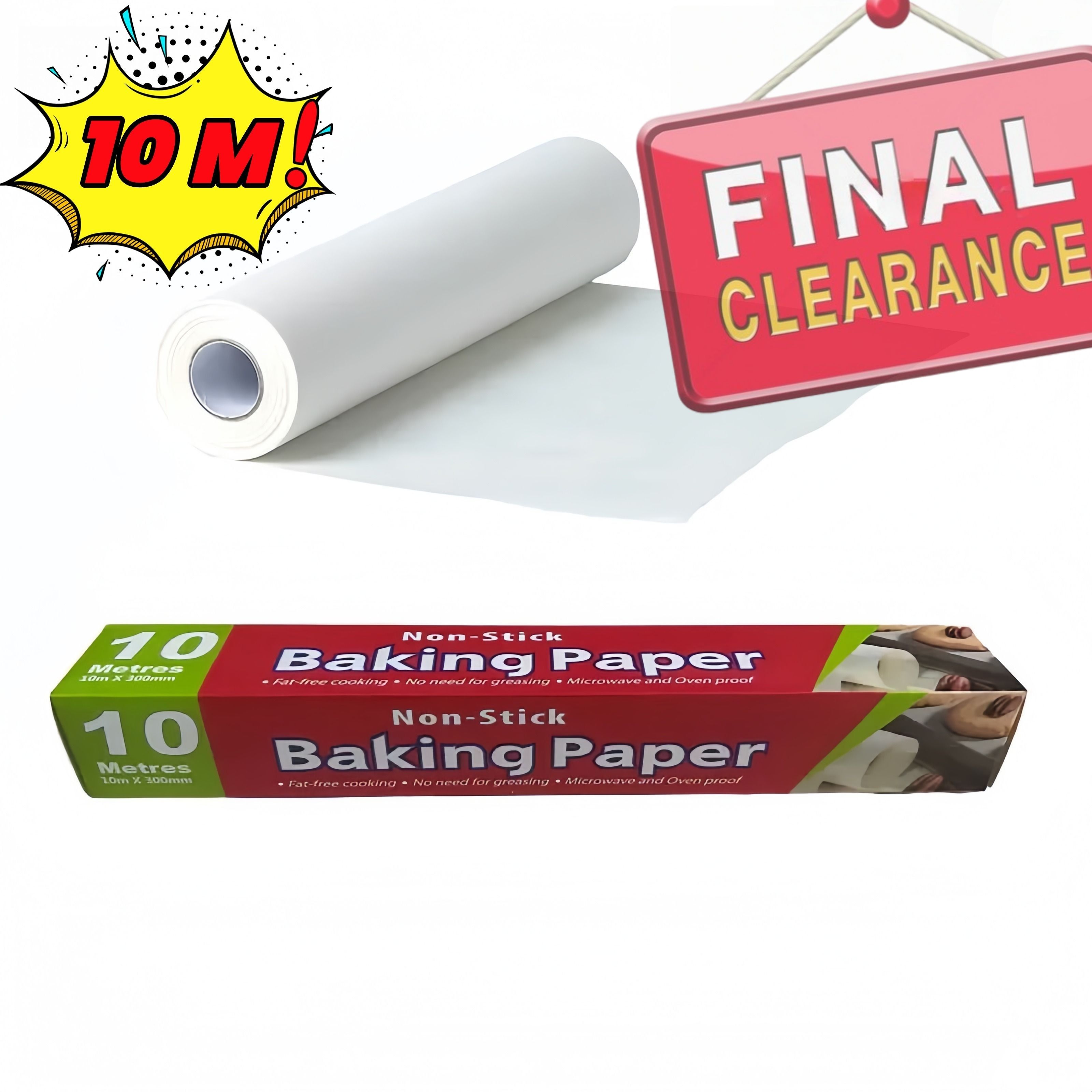 【Clearance Sale】Baking Parchment Paper 10M Microwave Oven Cooking Sheet Non-Stick Baking Liners Sheets for Cook Grilling Air Fryer Bread Cup Cake Cookie BBQ