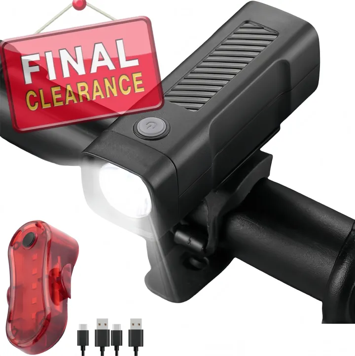 【Clearance Sale】Bike Headlight and Taillight Set, Bright USB Rechargeable Front Bike Light Easy to Install and Very Sturdy for Road Mountain Safety Night Cycling
