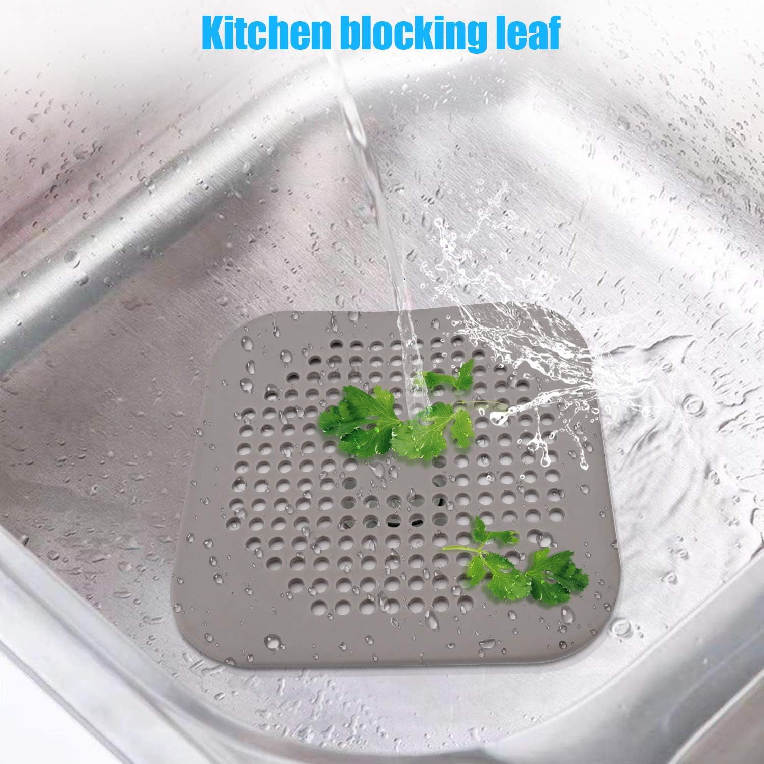 Square Drain Cover for Shower 5.7-inch TPR Drain Hair Catcher Flat Silicone Plug for Bathroom and Kitchen Filter Shower Drain Protection Flat Strainer Stopper with Suction Cups 1 Pack