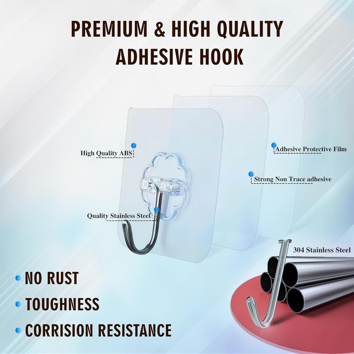 【Clearance Sale】50 Packs Adhesive Hooks, Heavy Duty 22lb(Max) Wall Hooks for Hanging Key Cup Hat Coat Holder, Transparent Waterproof Sticky Hooks Wall Hangers for Kitchen Bathroom