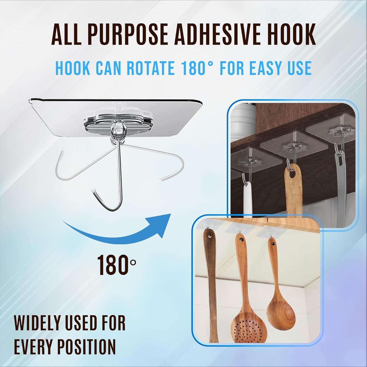 【Clearance Sale】50 Packs Adhesive Hooks, Heavy Duty 22lb(Max) Wall Hooks for Hanging Key Cup Hat Coat Holder, Transparent Waterproof Sticky Hooks Wall Hangers for Kitchen Bathroom