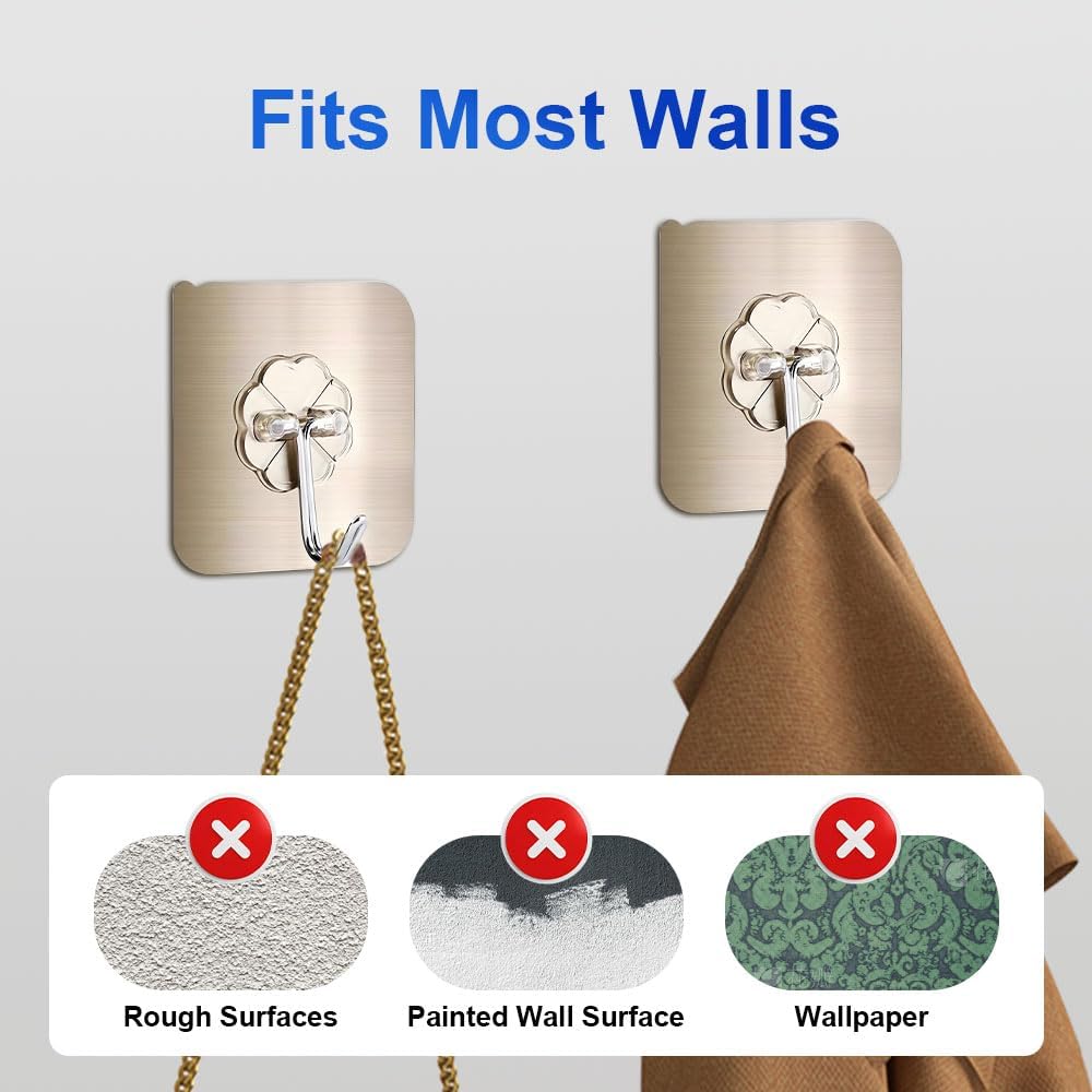 【Clearance Sale】50 Packs Adhesive Hooks, Heavy Duty 22lb(Max) Wall Hooks for Hanging Key Cup Hat Coat Holder, Transparent Waterproof Sticky Hooks Wall Hangers for Kitchen Bathroom
